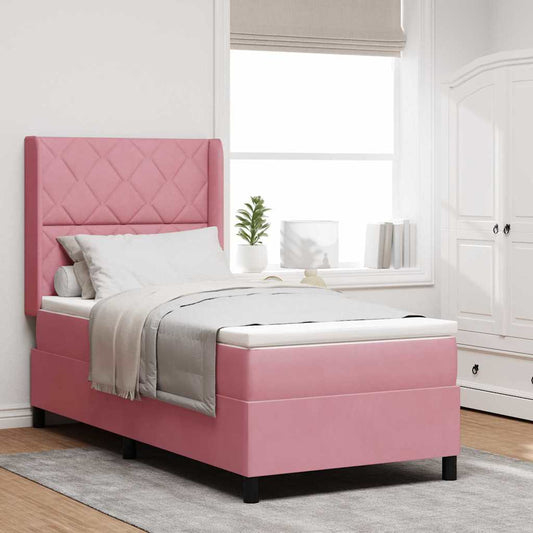 Boxspringbett mit Kopfteil Rosa 100 x 200 cm Samt