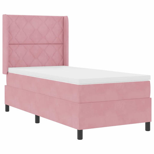 Boxspringbett mit Kopfteil Rosa 100 x 200 cm Samt