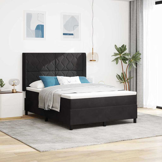 Boxspringbett mit Kopfteil Schwarz 160 x 200 cm Samt
