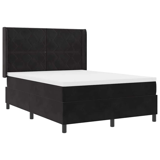 Boxspringbett mit Kopfteil Schwarz 160 x 200 cm Samt