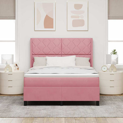 Boxspringbett mit Kopfteil Rosa 160 x 200 cm Samt