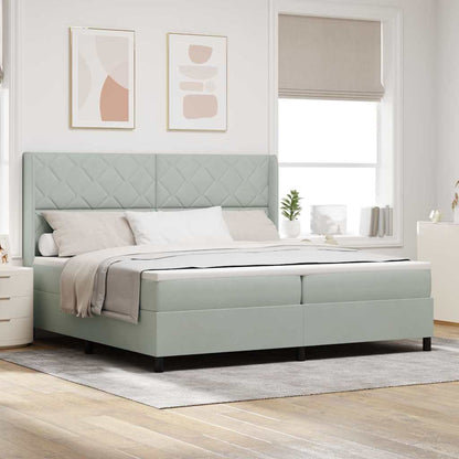 Boxspringbett mit Kopfteil Hellgrau 200 x 200 cm Samt