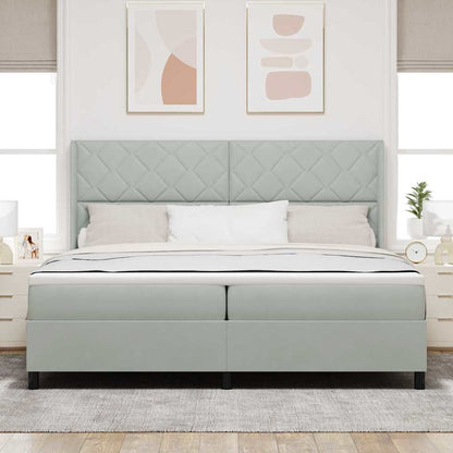 Boxspringbett mit Kopfteil Hellgrau 200 x 200 cm Samt