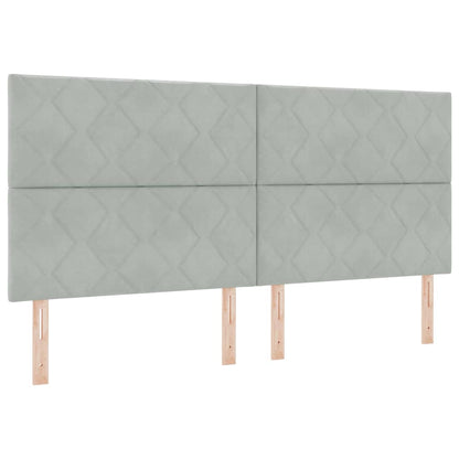 Boxspringbett mit Kopfteil Hellgrau 200 x 200 cm Samt