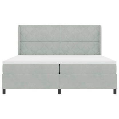 Boxspringbett mit Kopfteil Hellgrau 200 x 200 cm Samt