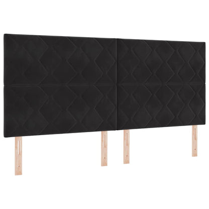 Boxspringbett mit Kopfteil Schwarz 200 x 200 cm Samt
