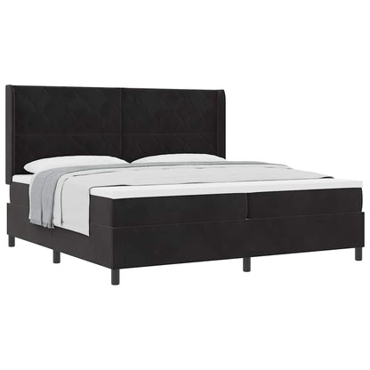 Boxspringbett mit Kopfteil Schwarz 200 x 200 cm Samt