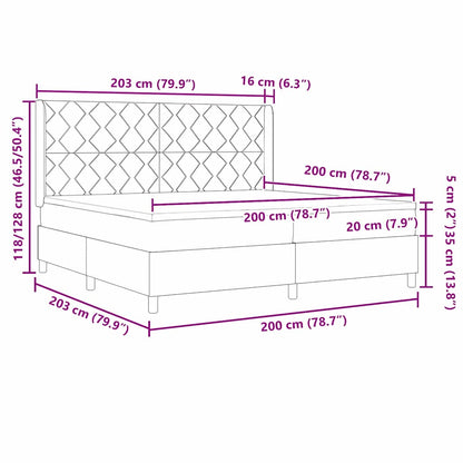 Boxspringbett mit Kopfteil Schwarz 200 x 200 cm Samt