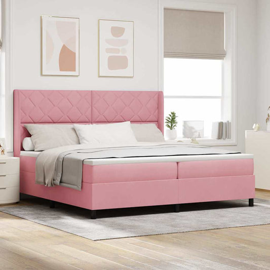 Boxspringbett mit Kopfteil Rosa 200 x 200 cm Samt