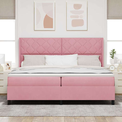Boxspringbett mit Kopfteil Rosa 200 x 200 cm Samt