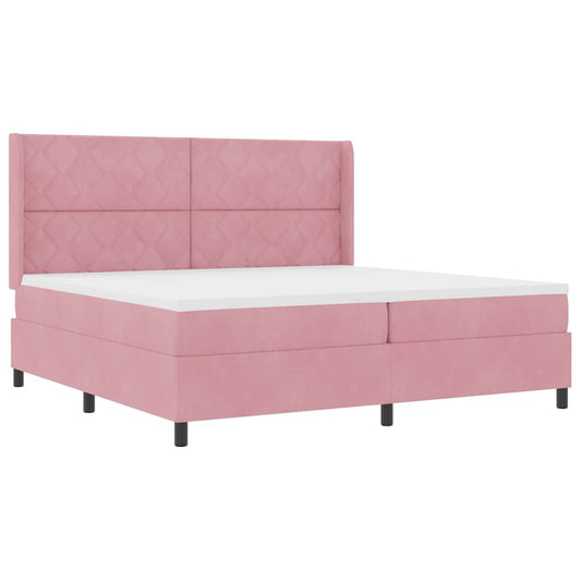 Boxspringbett mit Kopfteil Rosa 200 x 200 cm Samt