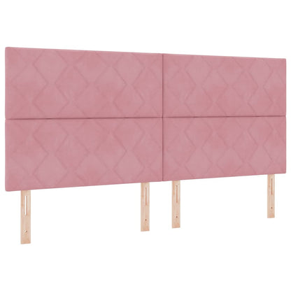 Boxspringbett mit Kopfteil Rosa 200 x 200 cm Samt