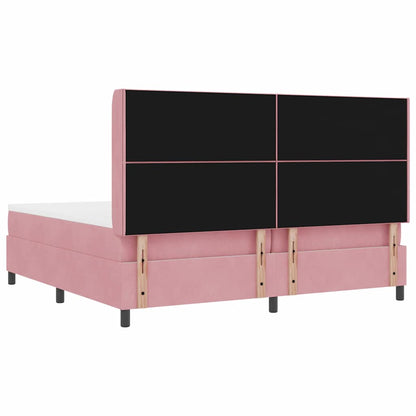Boxspringbett mit Kopfteil Rosa 200 x 200 cm Samt