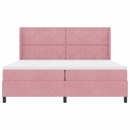 Boxspringbett mit Kopfteil Rosa 200 x 200 cm Samt