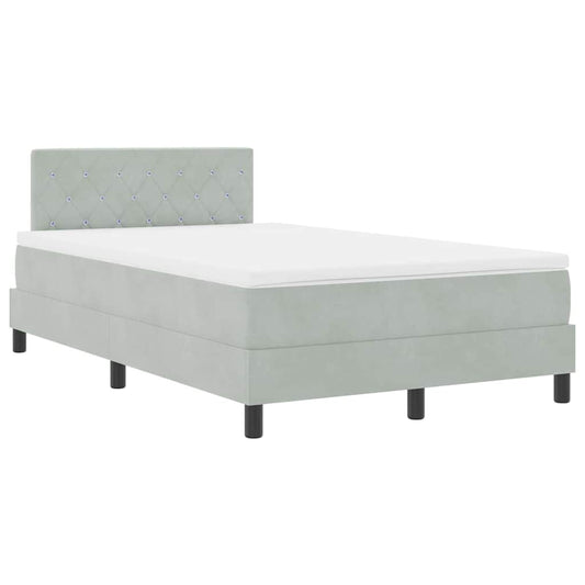 Boxspringbett mit Kopfteil Hellgrau 120 x 190 cm Samt