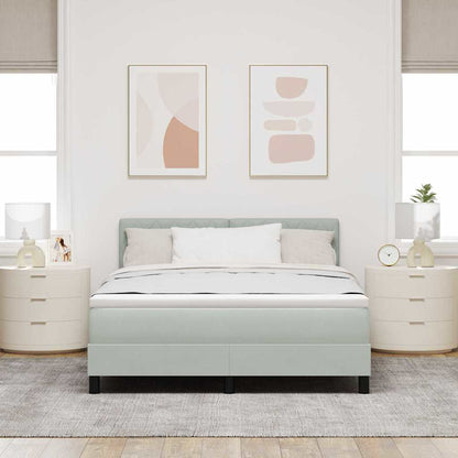 Boxspringbett mit Kopfteil Hellgrau 160 x 200 cm Samt
