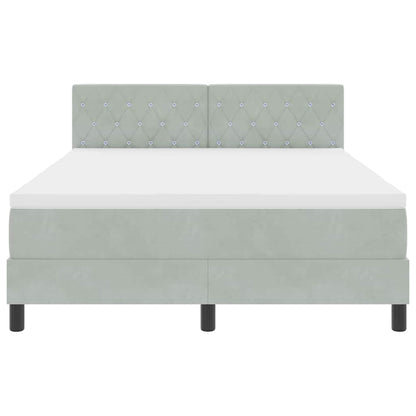 Boxspringbett mit Kopfteil Hellgrau 160 x 200 cm Samt