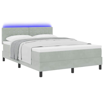 Boxspringbett mit Kopfteil Hellgrau 160 x 200 cm Samt