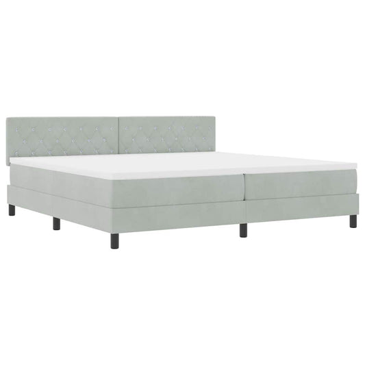 Boxspringbett mit Kopfteil Hellgrau 200 x 200 cm Samt