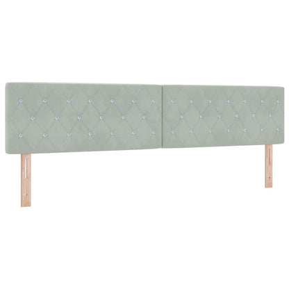 Boxspringbett mit Kopfteil Hellgrau 200 x 200 cm Samt