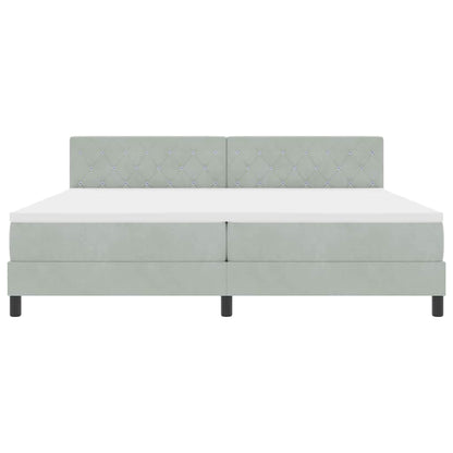 Boxspringbett mit Kopfteil Hellgrau 200 x 200 cm Samt