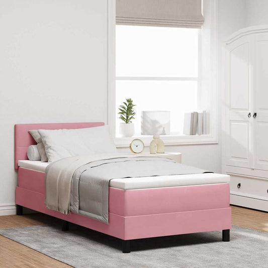 Boxspringbett mit Kopfteil Rosa 80 x 200 cm Samt