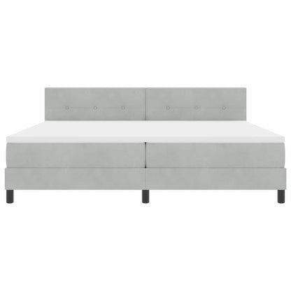 Boxspringbett mit Kopfteil Hellgrau 200 x 200 cm Samt