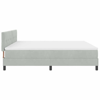 Boxspringbett mit Kopfteil Hellgrau 200 x 200 cm Samt