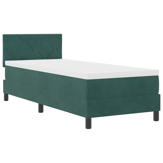 Boxspringbett mit Kopfteil Dunkelgrün 80 x 200 cm Samt