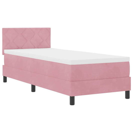 Boxspringbett mit Kopfteil Rosa 80 x 200 cm Samt