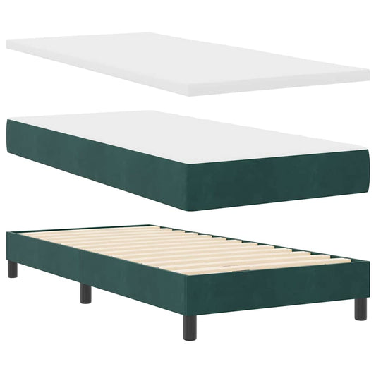 Boxspringbett mit Kopfteil Dunkelgrün 90 x 190 cm Samt
