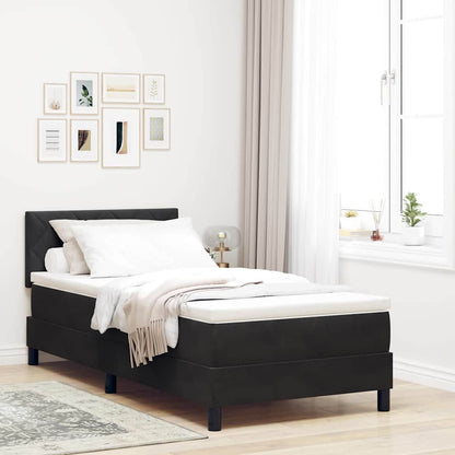 Boxspringbett mit Kopfteil Schwarz 100 x 200 cm Samt