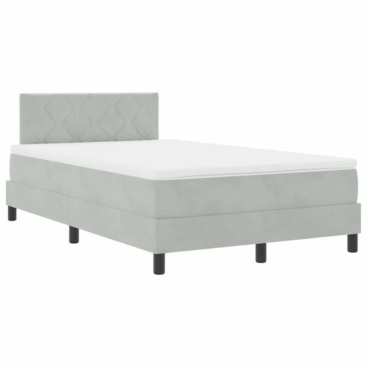 Boxspringbett mit Kopfteil Hellgrau 120 x 190 cm Samt