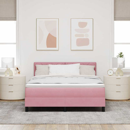 Boxspringbett mit Kopfteil Rosa 160 x 200 cm Samt