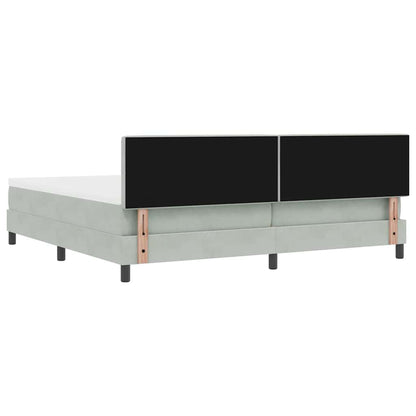 Boxspringbett mit Kopfteil Hellgrau 200 x 200 cm Samt