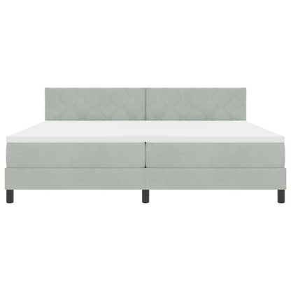 Boxspringbett mit Kopfteil Hellgrau 200 x 200 cm Samt