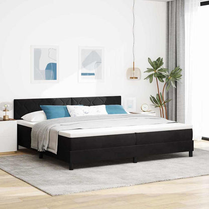 Boxspringbett mit Kopfteil Schwarz 200 x 200 cm Samt