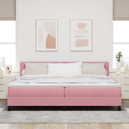 Boxspringbett mit Kopfteil Rosa 200 x 200 cm Samt