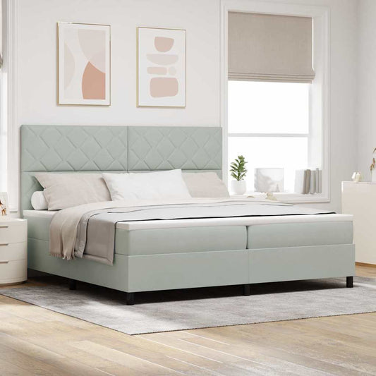 Boxspringbett mit Matratze Hellgrau 200 x 200 cm Samt