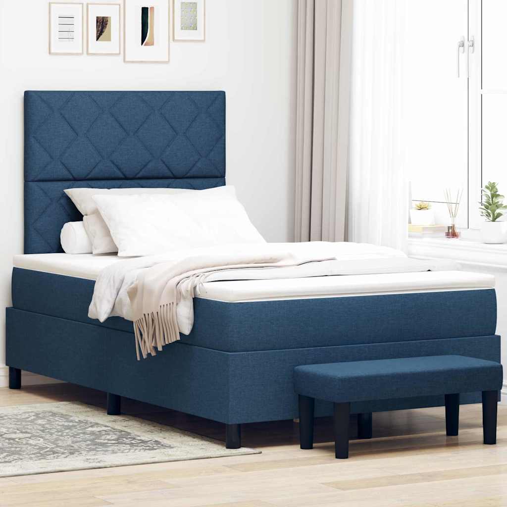 Boxspringbett Blau 120 x 200 cm Stoff & Holzwerkstoff