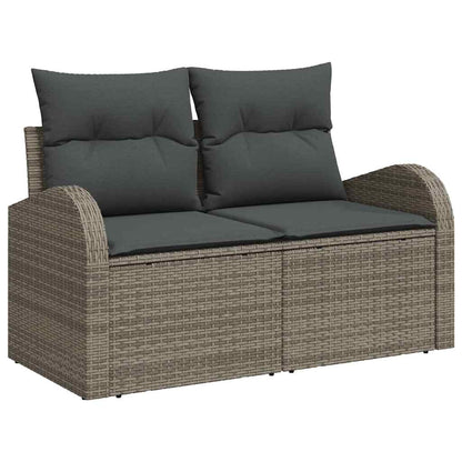 Sofa Set mit Kissen mit Speicher 9 pcs Grau Poly-Rattan