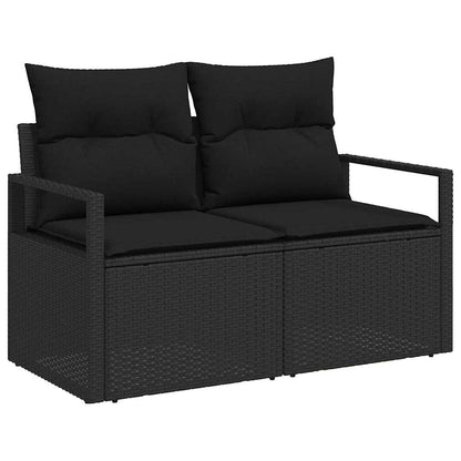 Sofa Set mit Kissen mit Speicher 6 pcs Schwarz Poly-Rattan