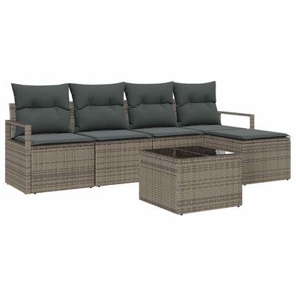 Sofa Set mit Kissen mit Speicher 6 pcs Hellgrau Poly-Rattan