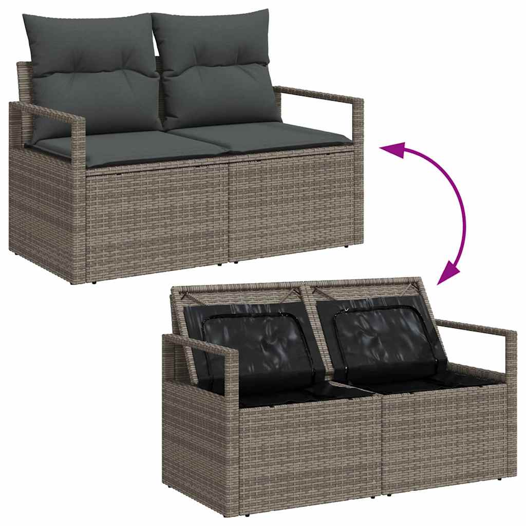 Sofa Set mit Kissen mit Speicher 6 pcs Hellgrau Poly-Rattan