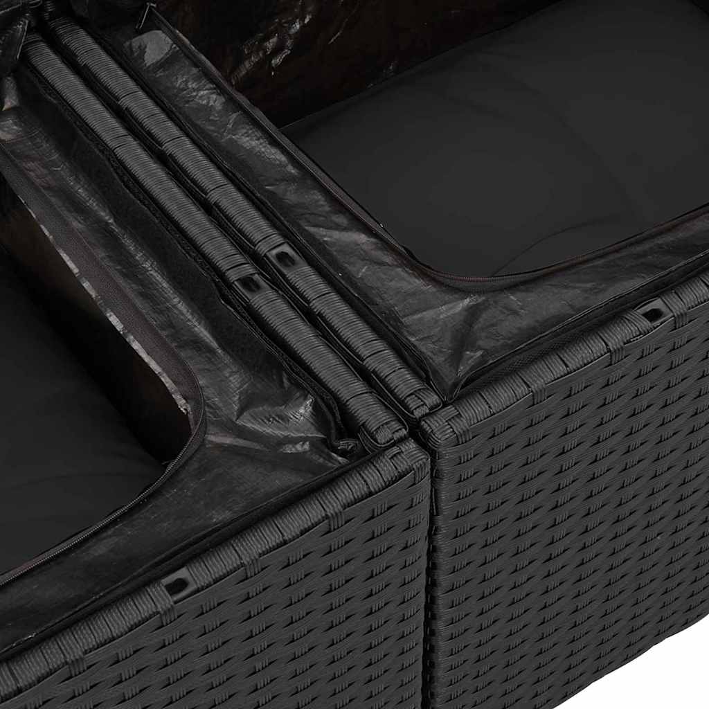 Sofa Set mit Kissen mit Speicher 6 pcs Schwarz Poly-Rattan