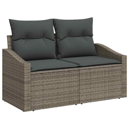 Sofa Set mit Kissen mit Speicher 9 pcs Grau Poly-Rattan