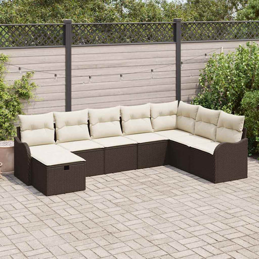 Sofa Set mit Kissen mit Speicher Braun und Creme Poly-Rattan