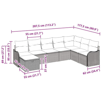Sofa Set mit Kissen mit Speicher 8 pcs Hellgrau Poly-Rattan