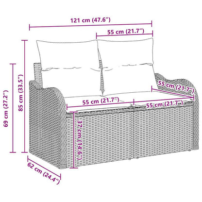 Sofa Set mit Kissen mit Speicher 8 pcs Hellgrau Poly-Rattan