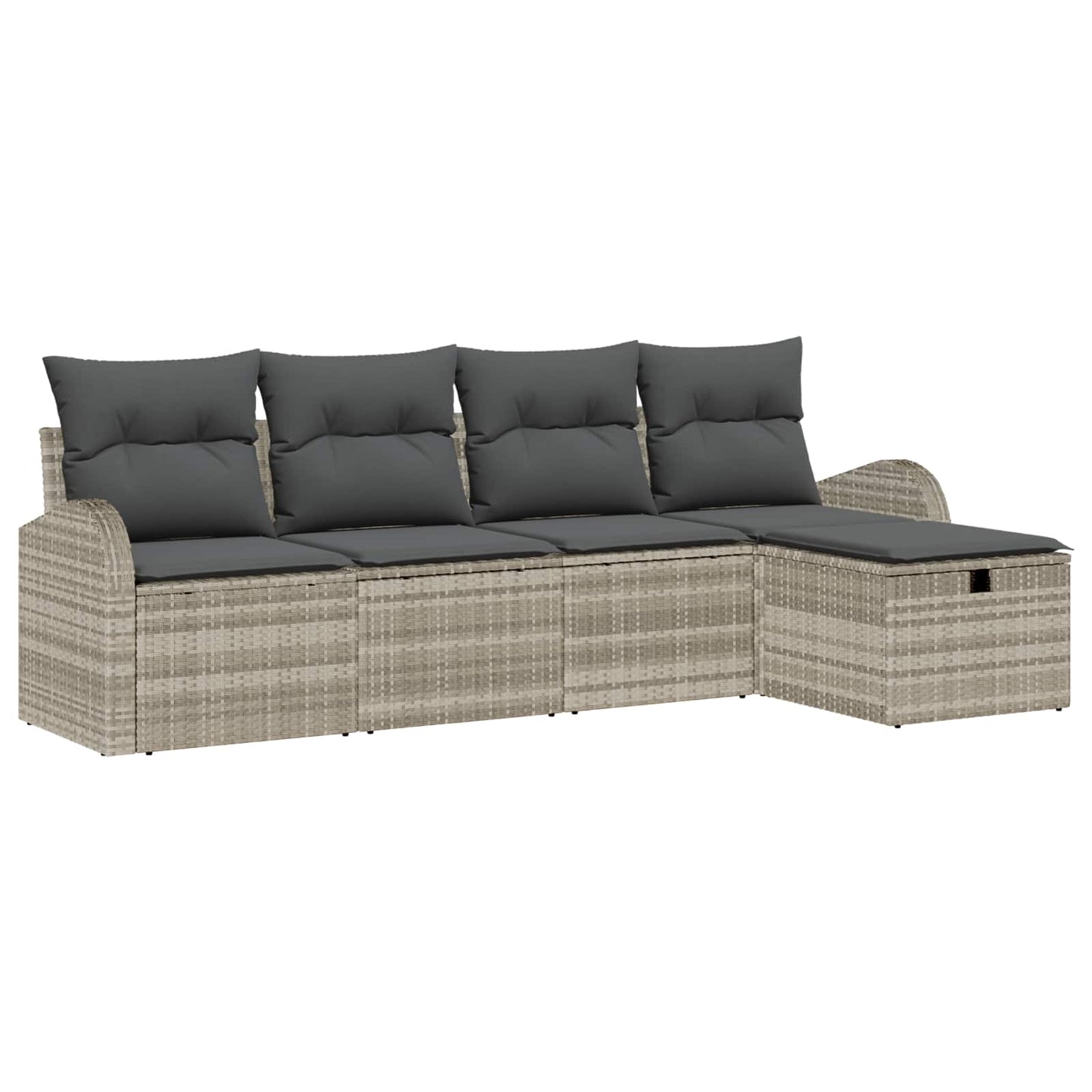 Sofa Set mit Kissen mit Speicher Hellgrau Poly-Rattan